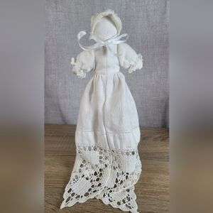 Vintage Handcrafted White Crochet Doll Christening